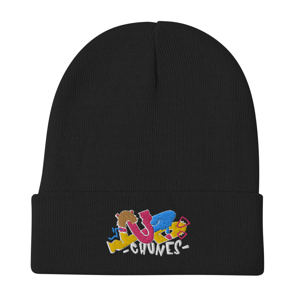 Black Multi-Colored Embroidered Cub Chunes Beanie