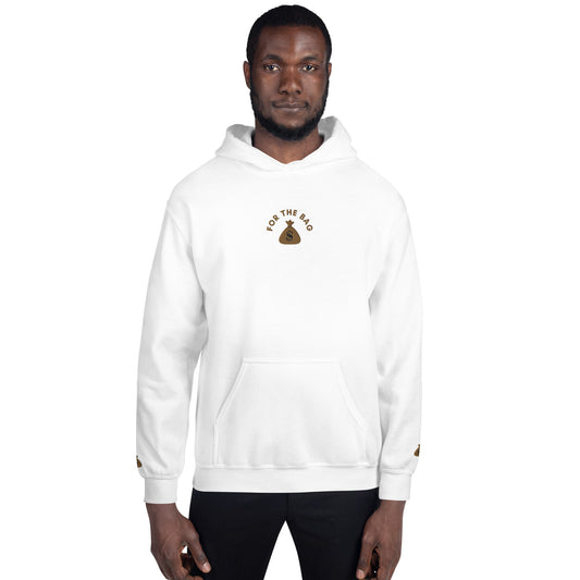White Embroidered Gold FortheBAG! Hoodie