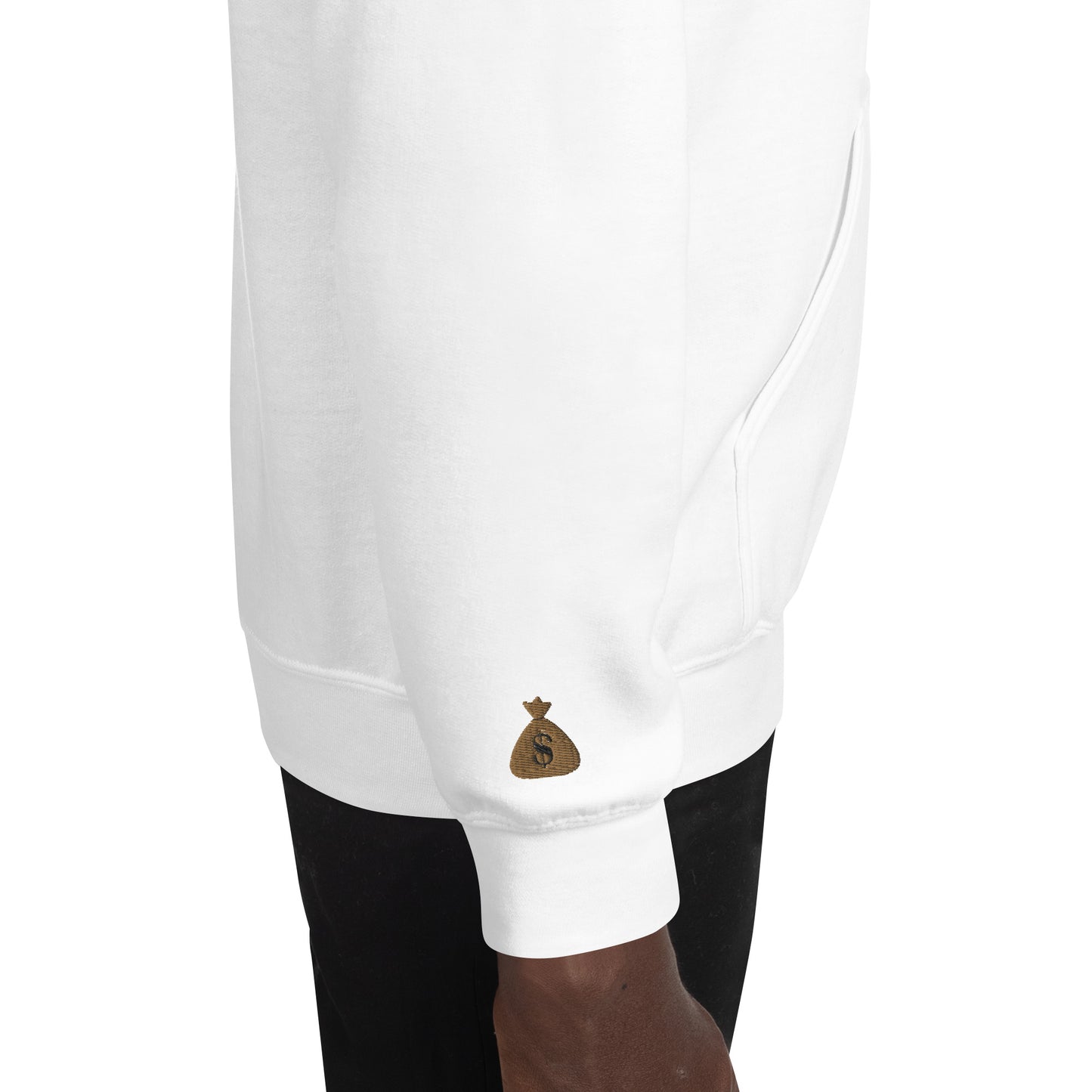 White Embroidered Gold FortheBAG! Hoodie