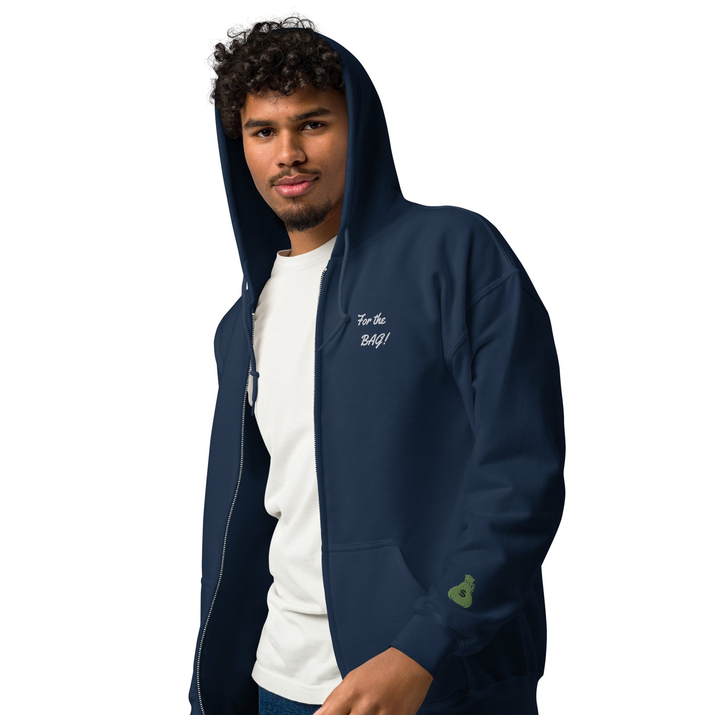 Navy Blue FortheBAG! Embroidered Zip Hoodie