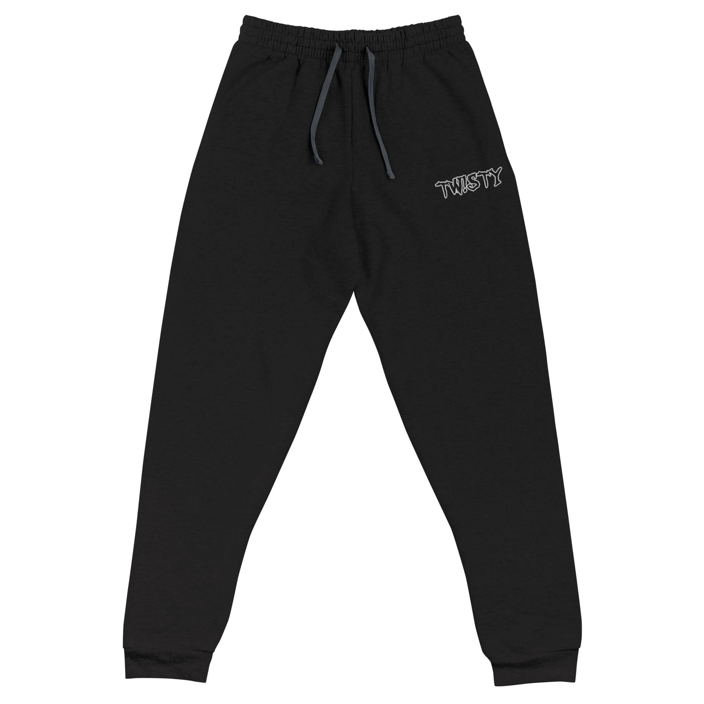 Black Embroidered Twisty Joggers
