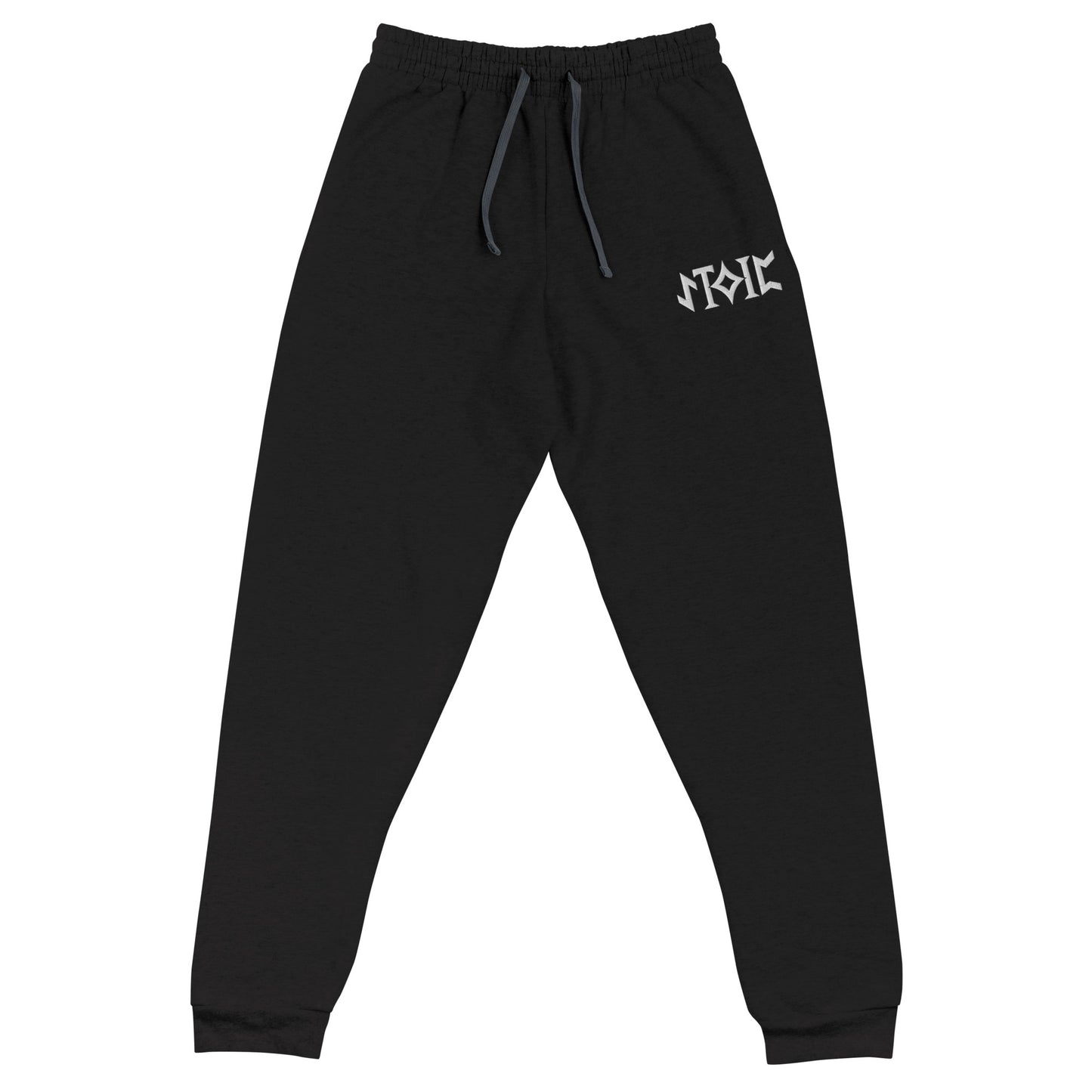 Black Embroidered Stoic Joggers