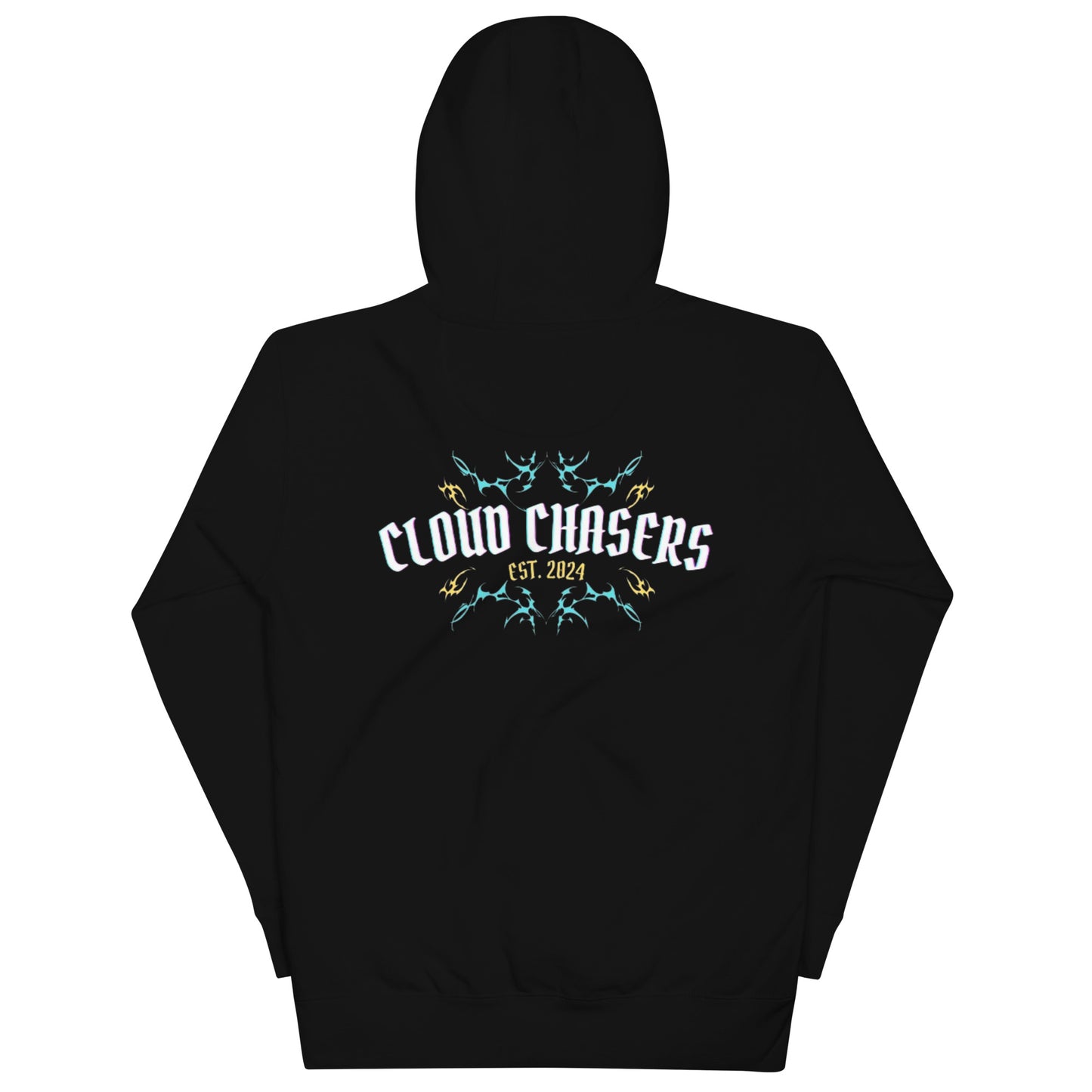 Black Embroidered Lightning Style Cloud Chasers Hoodie