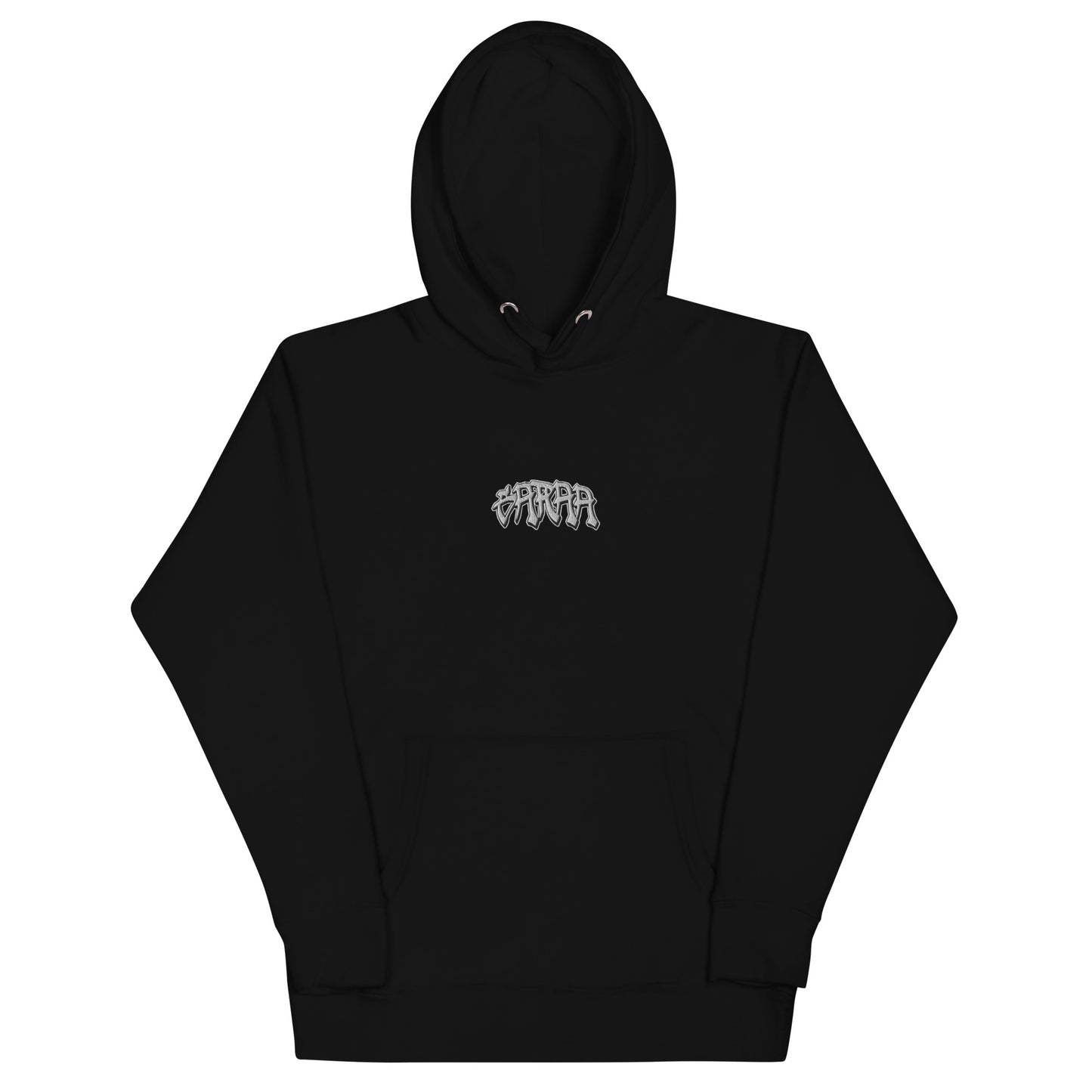 Black Grey Logo Embroidered Garaa Center Chest Hoodie