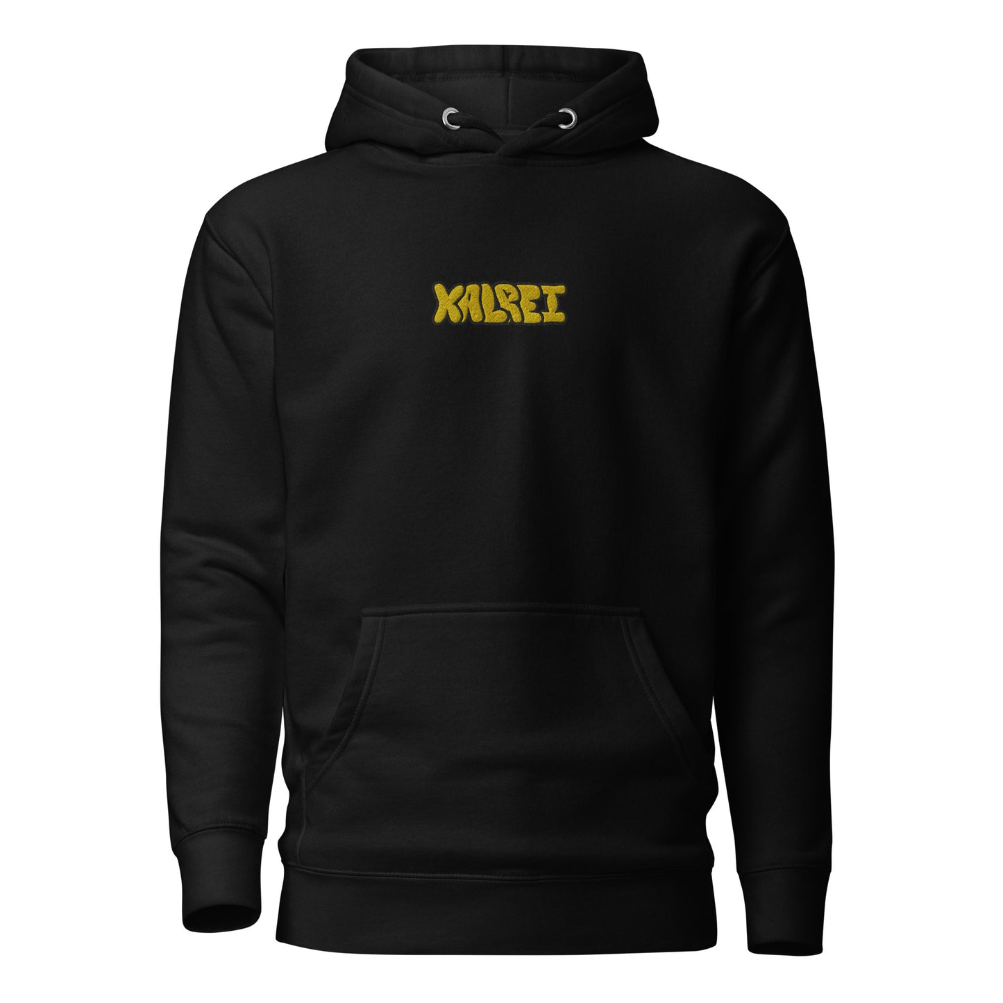 Black Embroidered Yellow Logo Kalrei Hoodie