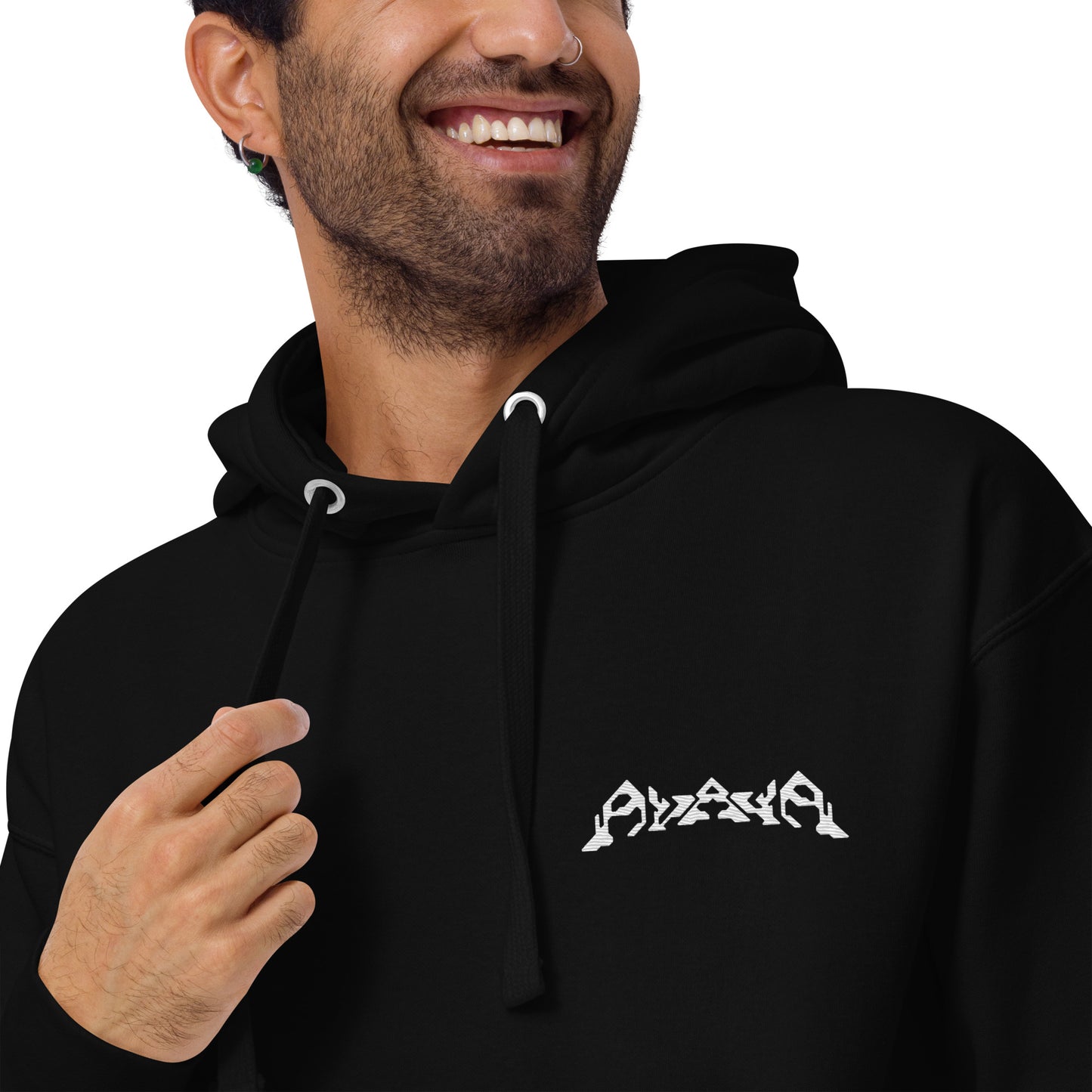 Black Embroidered Avaya Hoodie