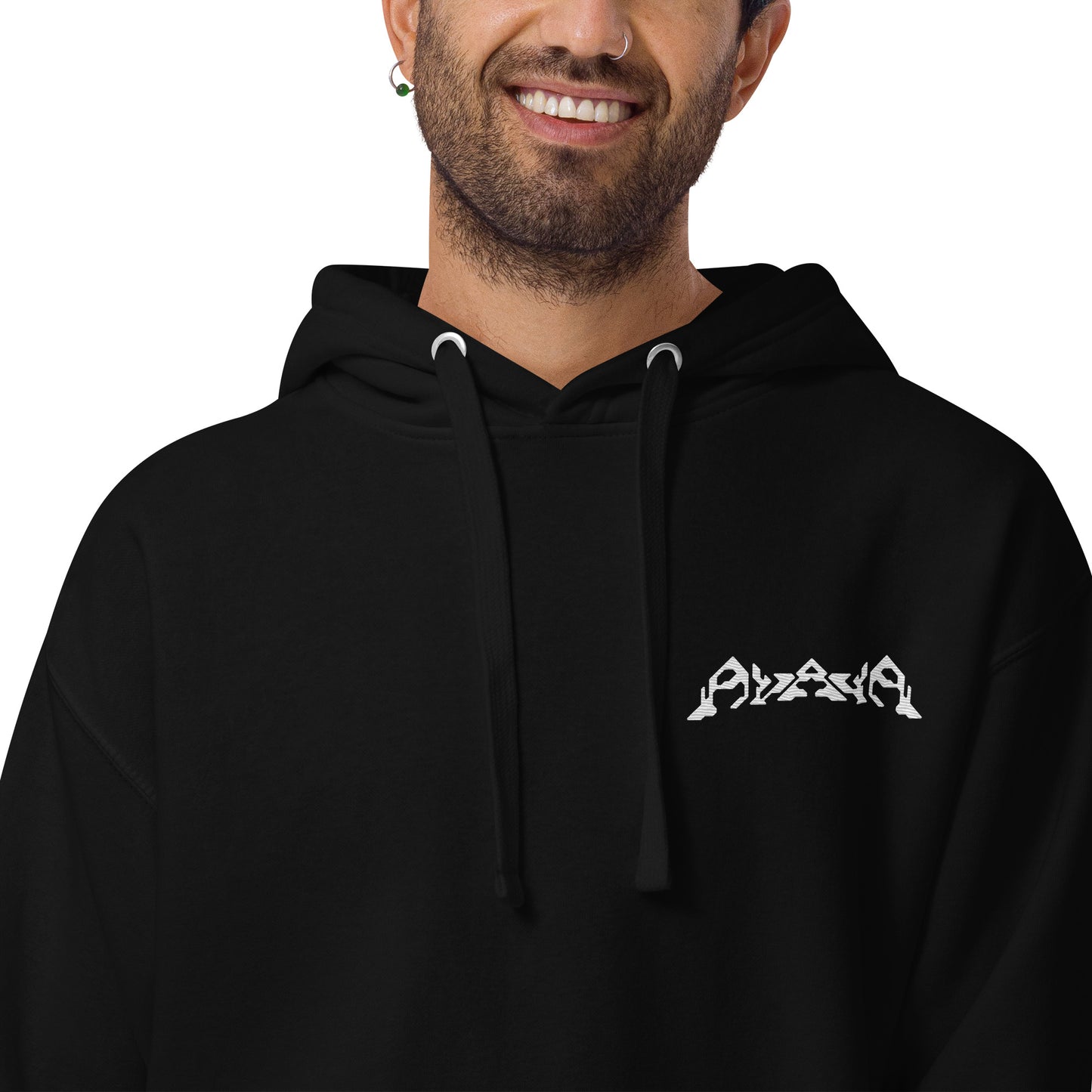 Black Embroidered Avaya Hoodie