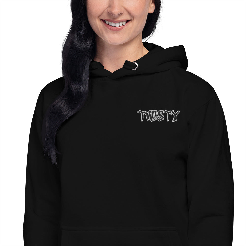 Black Embroidered Twisty Hoodie