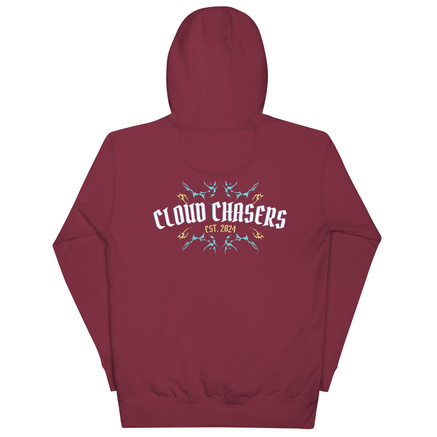 Maroon Embroidered Lightning Style Cloud Chasers Hoodie