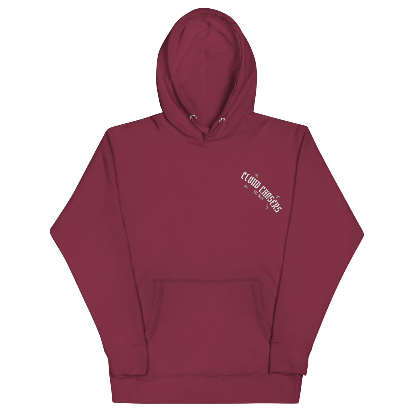 Maroon Embroidered Lightning Style Cloud Chasers Hoodie