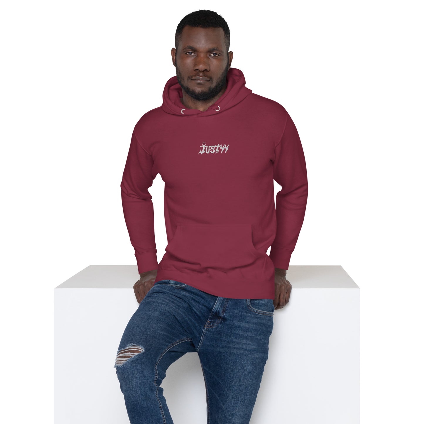 Maroon Embroidered Justyy Hoodie
