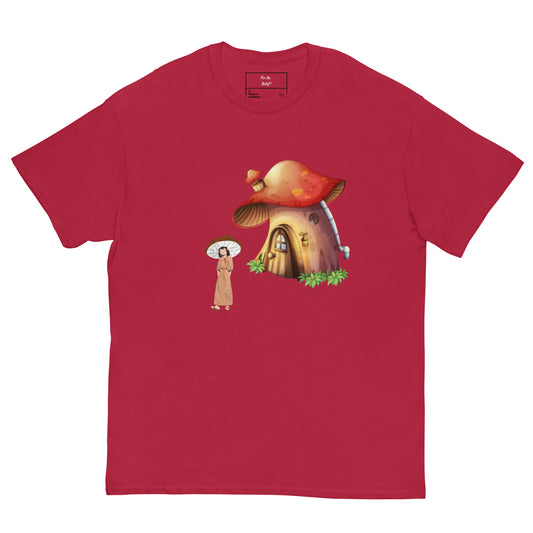 Red Mushroom House and Woman Shirt