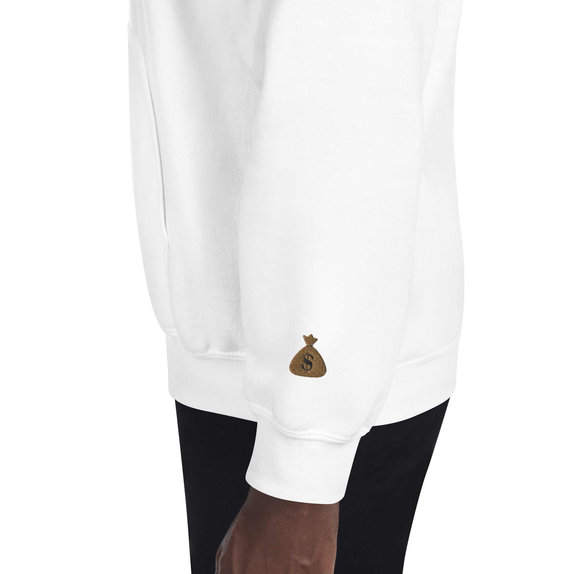 White Embroidered Gold FortheBAG! Hoodie