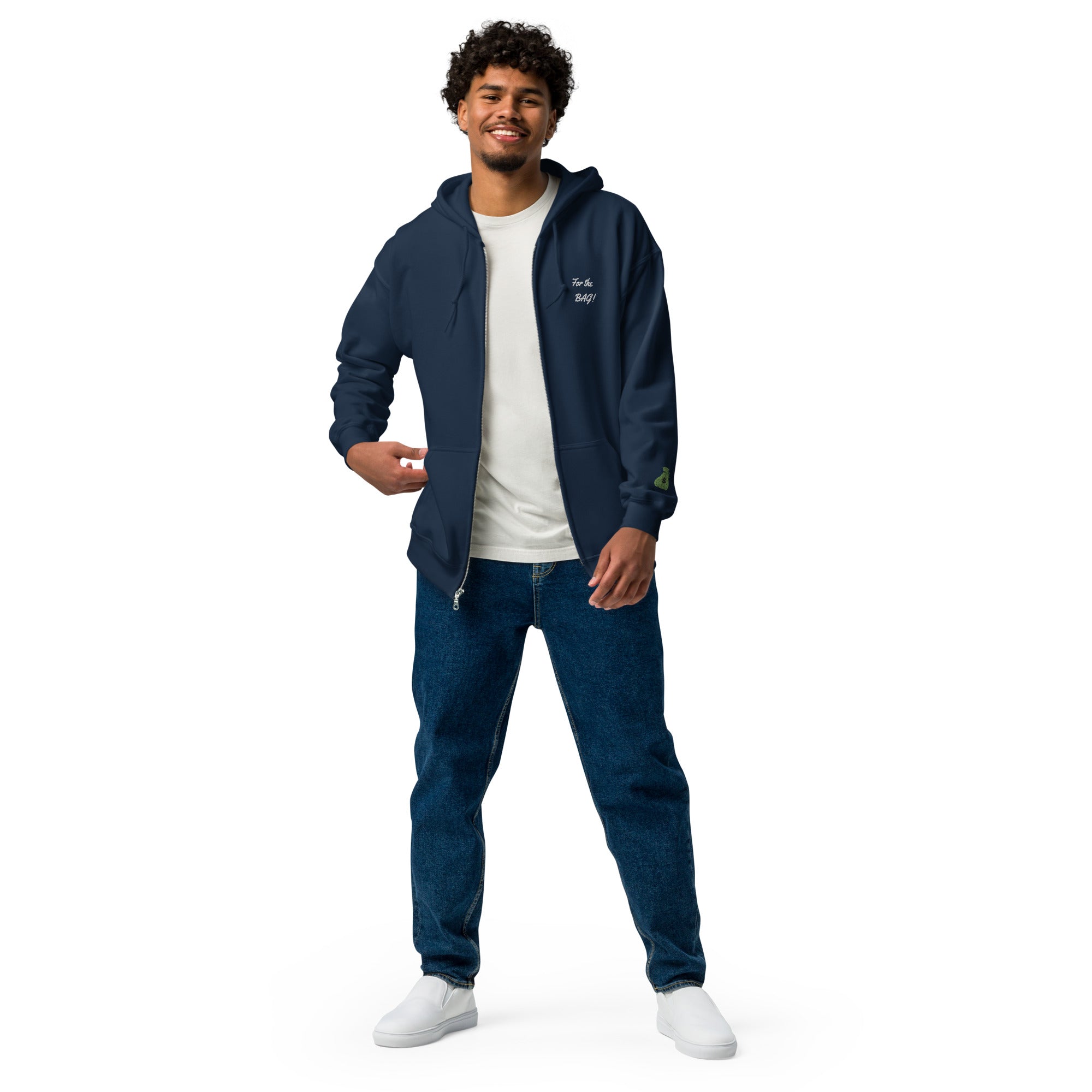 Navy Blue FortheBAG! Embroidered Zip Hoodie