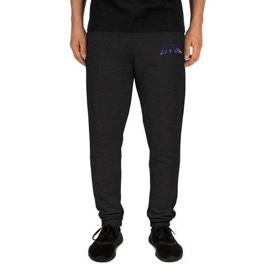 Black Purple Embroidered DVN Joggers