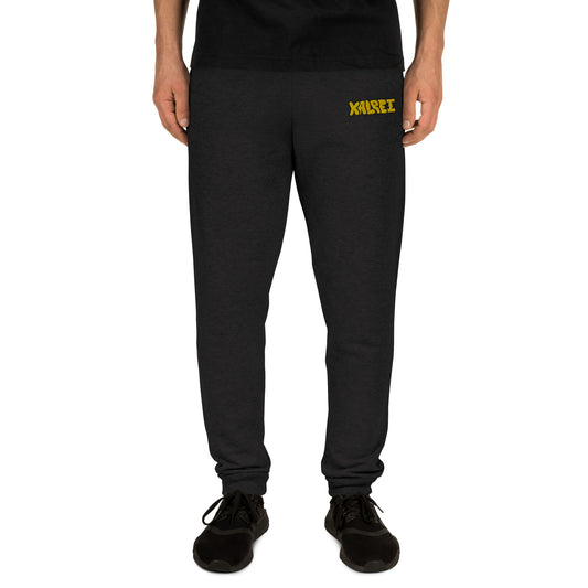 Black Embroidered Yellow Logo Kalrei Joggers