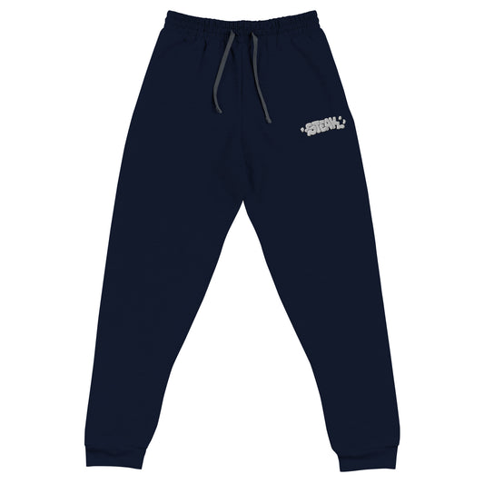 Navy Blue Embroidered Steak Joggers