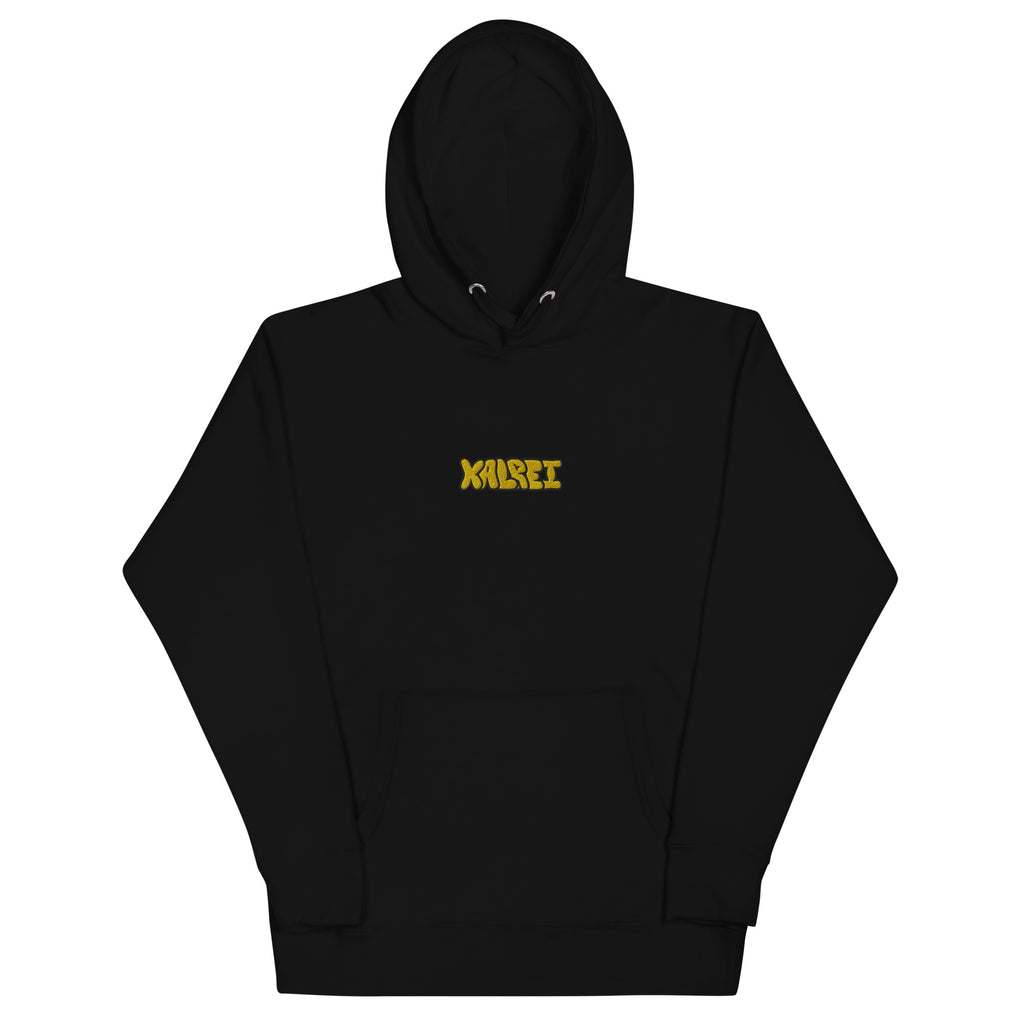 Black Embroidered Yellow Logo Kalrei Hoodie