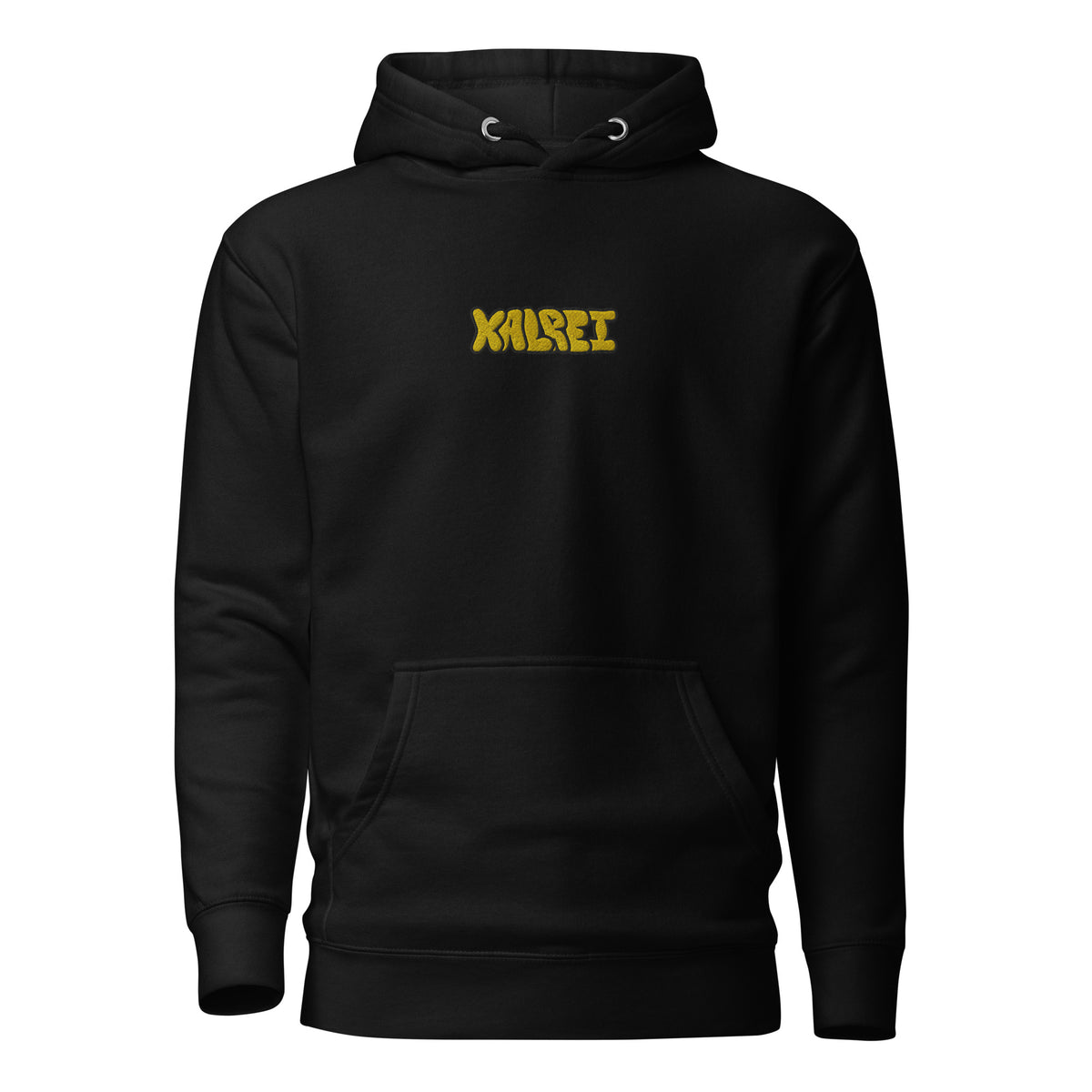 Black Embroidered Yellow Logo Kalrei Hoodie