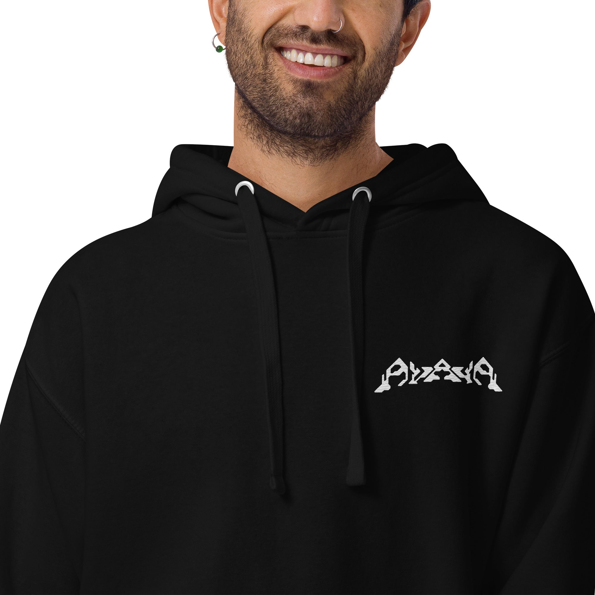 Black Embroidered Avaya Hoodie
