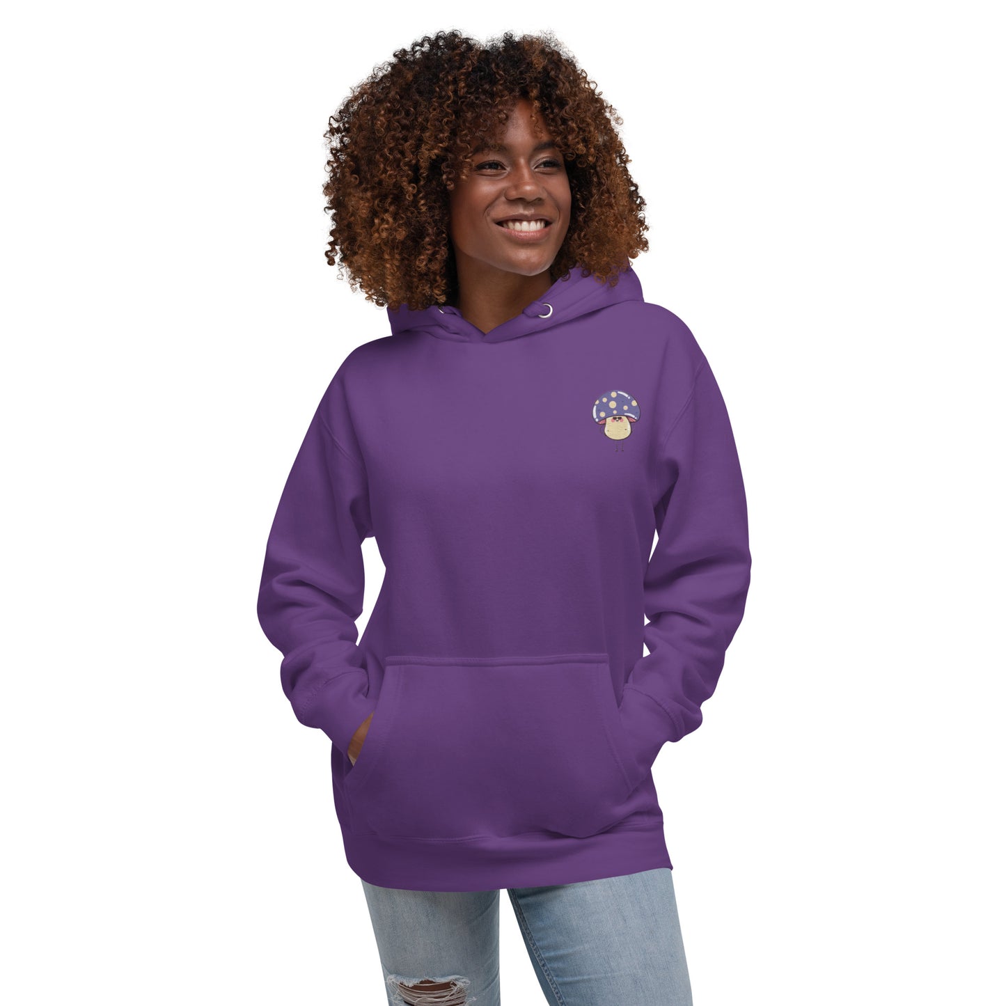 Purple Embroidered Purple Mushroom Hoodie