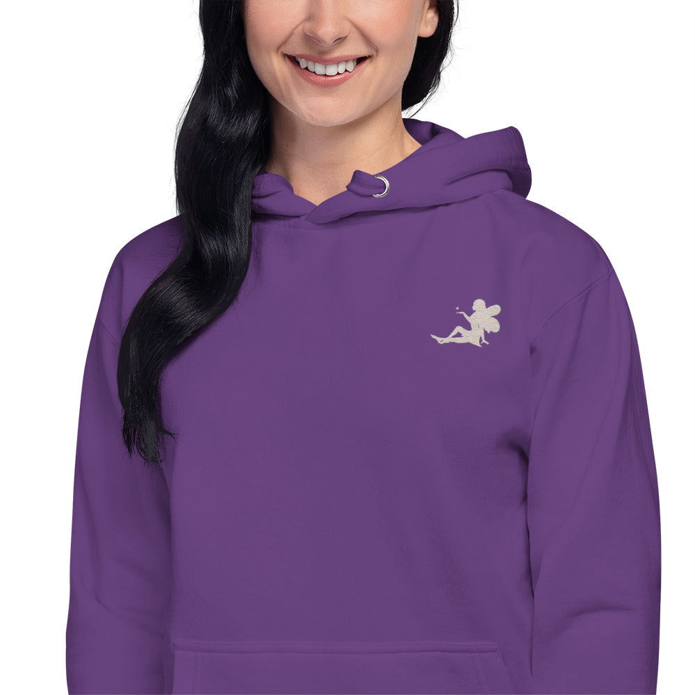 Purple Embroidered White Fairy Hoodie