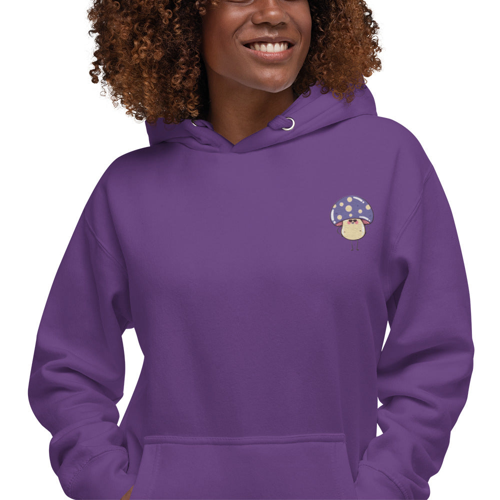 Purple Embroidered Purple Mushroom Hoodie