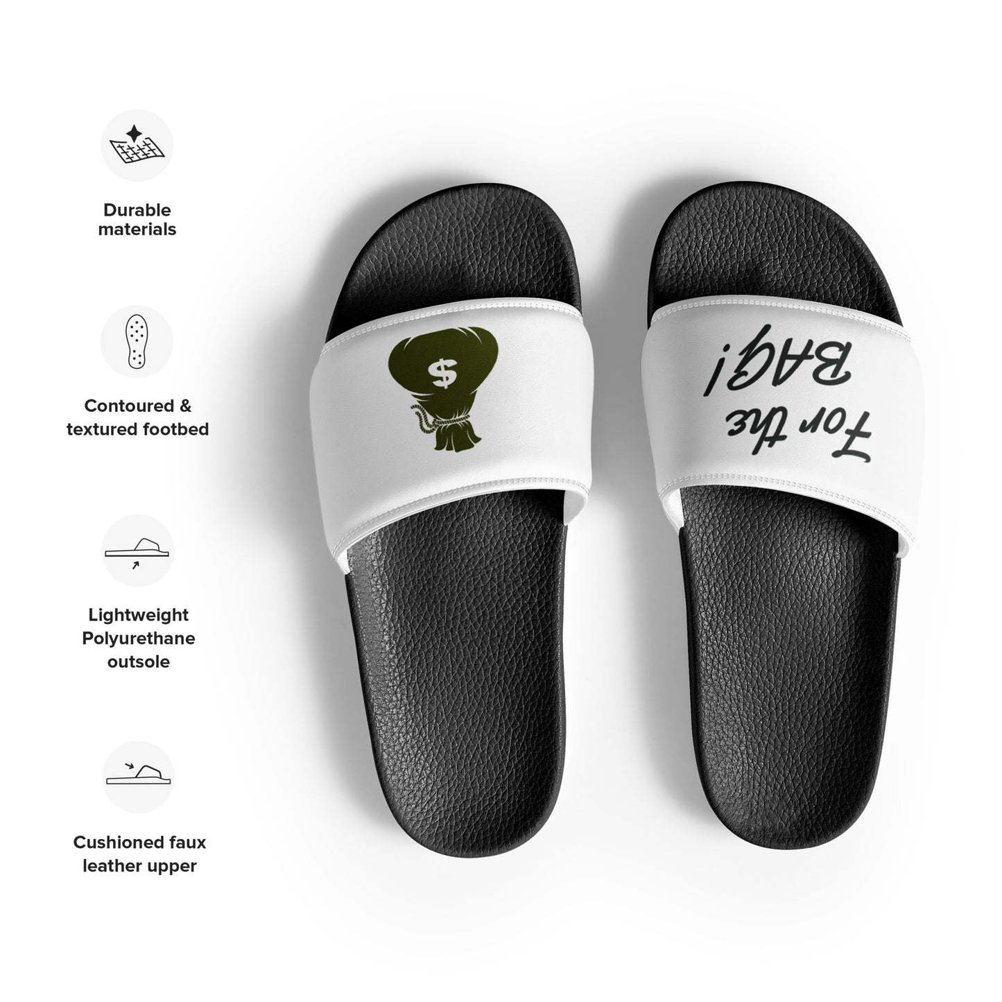FortheBAG! black white top Men’s slides